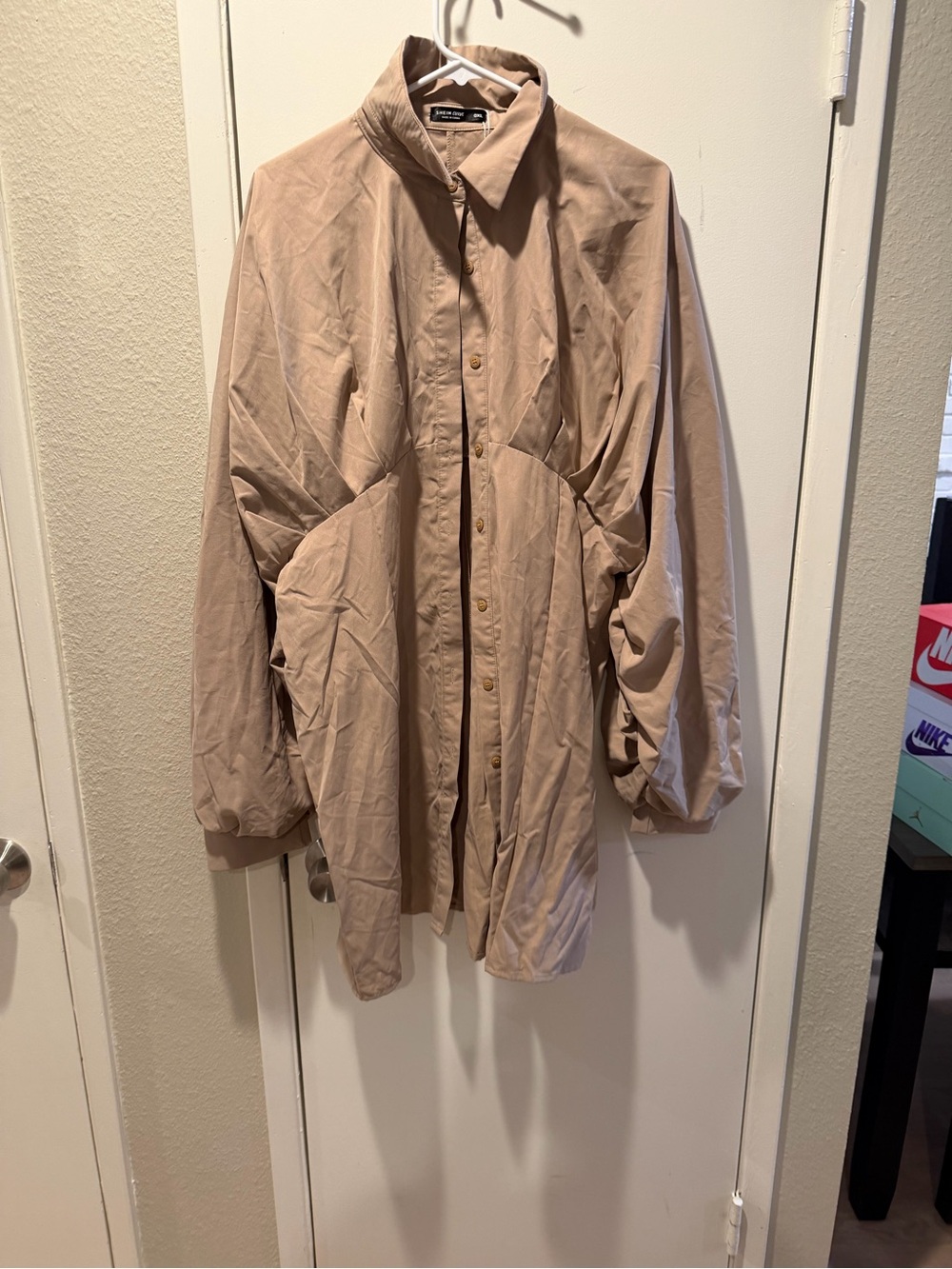 Men's Beige Oversized Button-Up dress